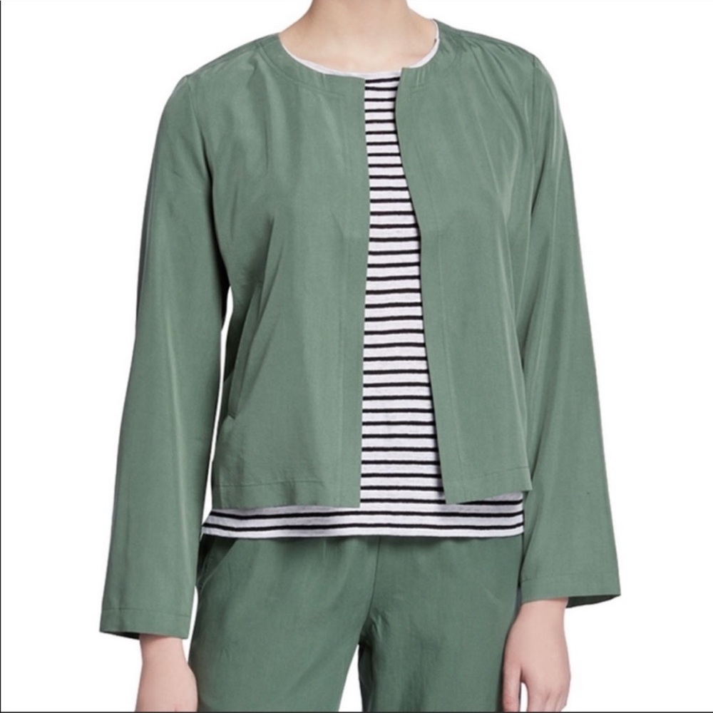 NWT Eileen Fisher Sandwashed Tencel Olive Jacket M